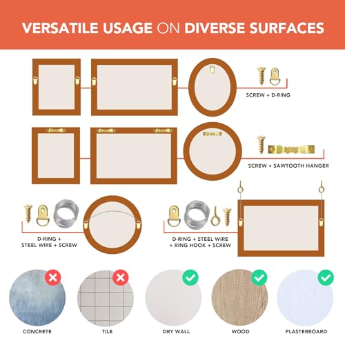 Wellnur 284pcs Picture Hooks | Heavy Duty Picture Hanging Kit | Rustproof Assorted Picture Hangers, 62 Hooks, 30 Sawtooth, D-Rings, Wire, Nails & Screws for Mirrors, Frames & Paintings