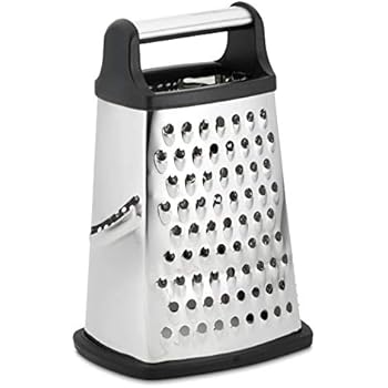 Professional Box Grater, Stainless Steel with 4 Sides, Best for Parmesan Cheese, Vegetables, Ginger, XL Size