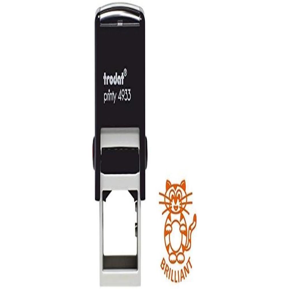 Trodat Printy 4933 Teacher Stamp "Brilliant" – Self Inking, Orange Ink 61750