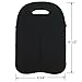 2-Bottle Neoprene Tote - Carrier For Wine Champagne Chardonnay Bottles (Black)