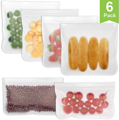 YAASO Reusable Food Storage Bags Freezer Bag Set Silicone Sandwich Snack Containers for Food Meat Liquid, Ziplock Leakproof, Degradable Food Grade Material, Extra Thick, Large Small Size