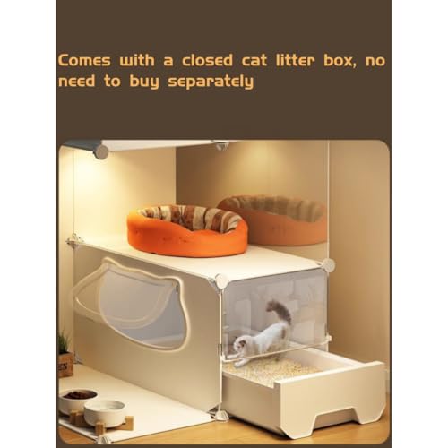 XTECH 2 Tier Cat Cage With Litter Box, Assembled Enclosures, Cat home, for Home Use Indoor Cages Enclosures, with Storage Rack, Easy to Assemble, Detachable（75CM*49CM*73CM）
