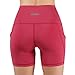 ODODOS High Waist Out Pocket Yoga Short Tummy Control Workout Running Athletic Non See-Through Yoga Shorts,Coral,Smallthumb 4