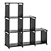 SONGMICS 6 Cube Storage Shelves, Modular Bookshelf Toy Rack, Display Cabinet and Closet Organizer Unit, ULSN63BK, Pure Black(DIY)