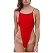NE Norboe Strappy One Piece Backless Sexy Thong Bikini Swimsuits High Waist G String Bathing Suit for Women(Red, S)