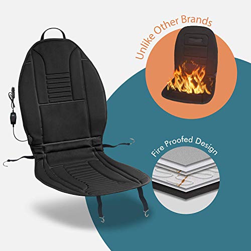 Zone Tech Car Heated Seat Cover Cushion Hot Warmer - Premium Quality 12V Fireproof Heating Warmer Pad Cover Perfect for Cold Weather and Winter Driving