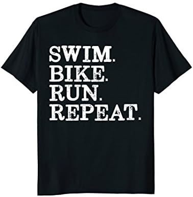 Mens Triathlon shirt - swim bike run repeat tshirt Medium Black