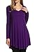 Hotouch Womens Long Sleeve Blouse Shirts Solid Casual Blouses Shirt (Eggplant L)