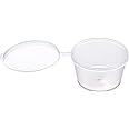 Brightalk [2 oz. - 100 Sets] Disposable Plastic Portion Cups with Lids, Stackable Airtight Dressing Container To Go, Jello Shot Cups Souffle Cups Sauce Cups