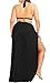 Fadalo Plus Size Spaghetti Strap Cover Up Beach Backless Wrap Long Dress (XX-Large, Black)
