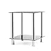 TAVR Glass Square End Table Set of 2 Industrial Night Stand Side Corner Coffee Table with Tempered Glass Shelves for Living Room Bedroom, Stainless Chrome Frame and Easy Assembly,Black ET5001