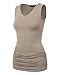 MBJ WT1101 Womens Basic Extra Long Tunic Tank Top with Side Shirring L TAUPE