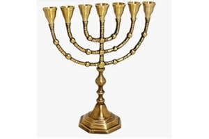 Salomons Menorah 10״ high, 7 Branch, Menorah Candles, Holyland 7 Branch Beautiful Menorah from Israel from The holy Land Jerusalem