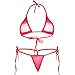 YiZYiF Women’s Sheer Extreme Bikini Halterneck Top and Tie Sides Micro Thong Sets Red