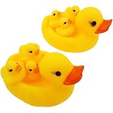 ELECDON Bath Duck Toys 4 Pcs Rubber Duck Float Ducky Baby Shower Pool Toy For Toddlers Kids Boys Girls 3 Months Yellow Duck Family B09kl58vsf