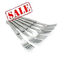KeepingcooX Laguiole Steak Forks of 6, Polished Stainless Steel Dinnerware/Tableware/Flatware/Cutlery Set, Made in China, Reputable Global Manufacturer with Certificate (GMC), Good for Money