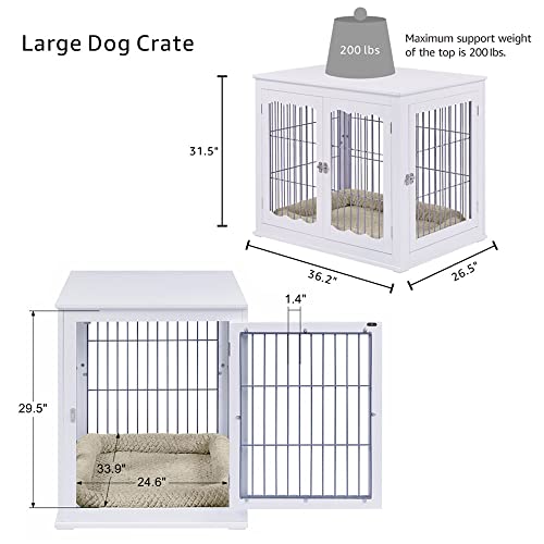 unipaws Furniture Style White Dog Crate for Medium Large Dogs, Indoor Aesthetic Dog Stuff Kennel