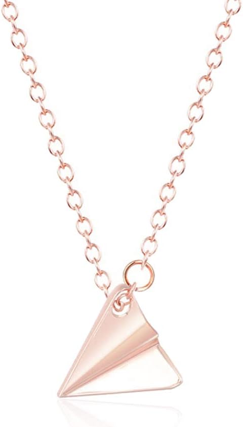 Simple Triangle Origami Plane Necklaces,Delicate Geometric Triangle Paper Airplane Pendant Necklace for Women Girls Party Gifts