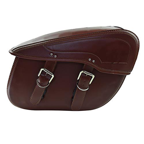 YHMTIVTU Motorcycle Saddlebag Waterproof Tool Bag Leather Travel Bag for Harley Sportster Honda Suzuki Yamaha BMW Brown - Thumbnail 5