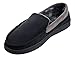 MIXIN Men's Casual Pile Lined Indoor Outdoor Rubber Sole Micro Suede Moccasin Flats Slippers Black and Grey Size 9.5-10.5