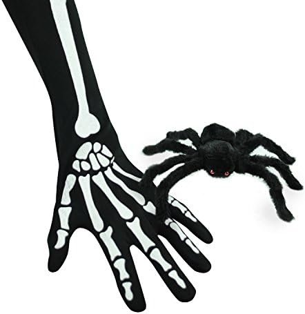 Halloween Black Spider And 1 Pair Skeleton Gloves Long Arm Full Finger Gloves
