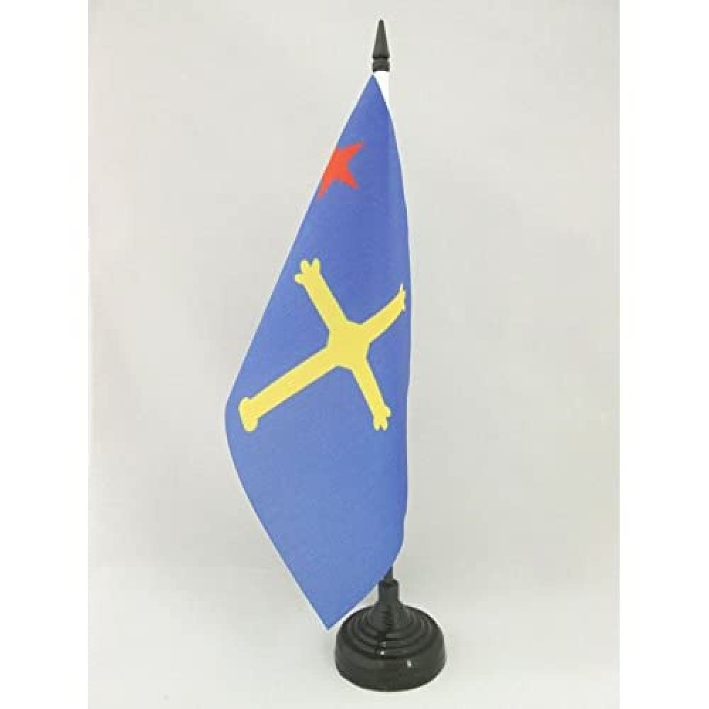 AZ FLAG Asturias Independentist Table Flag 5'' x 8'' - Asturias Asturina nacionalist Office Decoration 100% Polyester 21 x 14 cm - Mini Desk Flag with Pole and Black Plastic Base