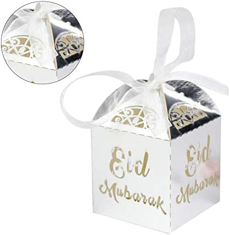 dacyflower 50 Pcs/Bag Candy Gift Box, EID Chocolate Gift Box with Ribbon, Suitable for Birthday Party, Christmas and Party, Wedding Baptismal Welfare Box, Collection Box