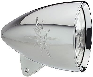 Headwinds 1-5808CA 5-3/4 Concours Rocket Headlight Skull &amp; Dagger Chrome Plated for Harley-Davidson (C01008904)