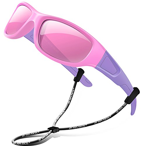 image for RIVBOS kids Sunglasses Girls with Strap Polarized UV Protection Flexib