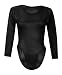 Forever Women's Plain Long Sleeves Wetlook Bodysuit Leotard Top