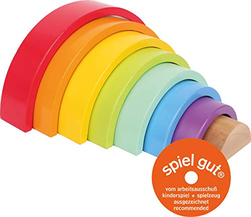 Small Foot Holzbausteine Großer Regenbogen aus Holz, Stapelspiel für Feinmotorik, ab 12 Monaten, 6969 Toys, Bunt – Bild 5