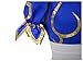 DAZCOS Women's US Size Game Fighter Cosplay Costume Blue Cheongsam with Hair Accessories and Waistband Halloween Costume(Small)