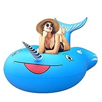 femor Inflatable Narwhal Pool Float, Funny Pool Party Toys Giant Swimming Pool Floats, Outdoor Vacation Beach Loungers Lake Ride-ons River Raft Lounge for Adults Kids