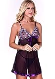 Ruzishun Women's Sexy Lingerie Diaphanous Pajama Lace Skirt Sleepwear Plus Size