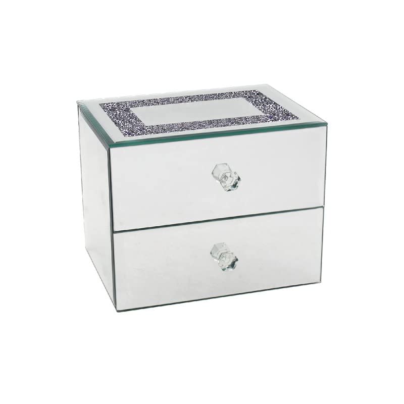 lesser and pavey Mirror Crystal Jewelry Box with Drawers | For Adults | Silver