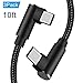 USB C to USB C Cable 100W 10ft 2 Pack Right Angle 90 Degree Type C Cable Nylon Braid Fast Charge for MacBook Pro 2020, iPad Pro, iPad Air, Galaxy S20, Pixel, Switch, LG Tablet etc (Black,10 Feet)