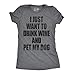 Crazy Dog T-Shirts Women's Wine & Pet Dog Funny T-Shirt, Dark Heather Grey, XL