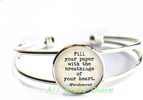 Charming Bracelet，Writer Quote by "Fill your paper with the breathings of your heart." Wordsworth Bracelet - Literary Bracelets,AS065