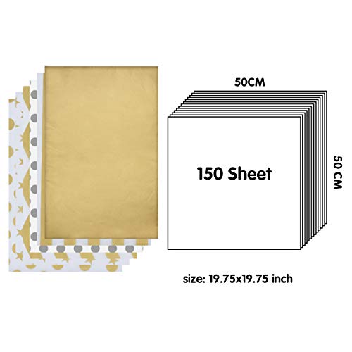JOYIN 150 Piece Christmas Metallic Silver and Gold Tissue Paper Assortment (20" x 20" inches) Holiday Gold Gift Wrapping for Party Favors Goody Bags, Xmas Presents Wrapping Stocking Stuffers