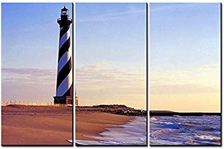 OYEO Canvas Art - 3 sets pictures of Cape Hatteras Lighthouse Paintings - The Picture For Living Room Decoration,City Pictures Photo Prints On Canvas