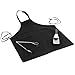 MHF Aprons Bib Aprons 1 Piece-new Spun Poly-Commercial Restaurant Kitchen- Adjustable-Full length-3 Pockets (Black)