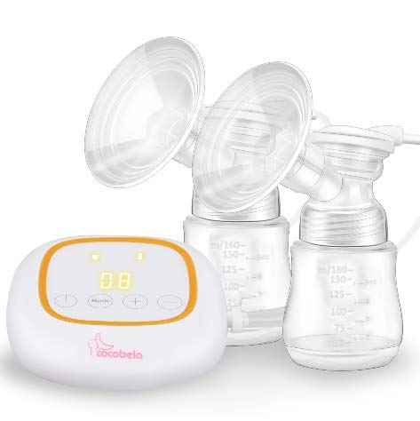 Electric Breast Pump, Double Portable Breast Feeding Pumps with 4 Modes and 16 Adjustable Suction Power Nursing Breast Massage Ultra-Quiet, BPA Free and Hospital Grade Hands Free Pumps Kit