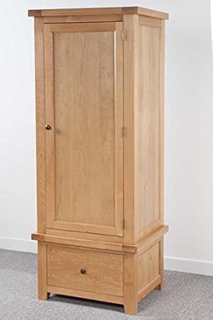 Devon Solid Oak Single Wardrobe With 1 Drawer Part Assembled 1