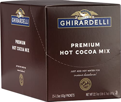 GHIRARDELLI PREMIUM HOT COCOA ENVELOPES, RICH CHOCOLATE, 22.7 OUNCE (PACK OF 15)