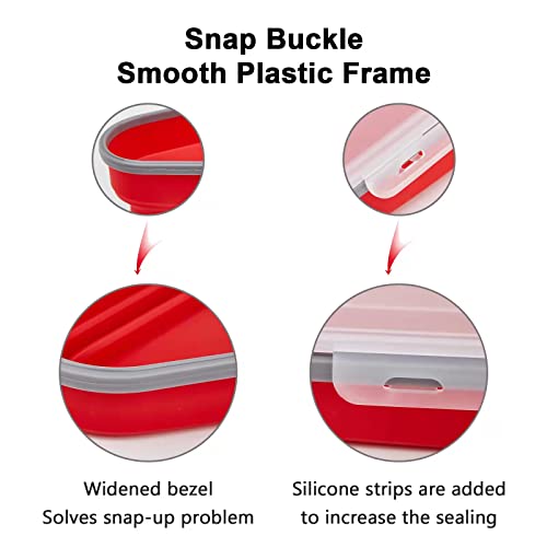 Red Pizza Storage Container with 5 Microwavable Serving Trays Reusable Red Pizza Storage Container Expandable Save Space Microwave Dishwasher Safe with 2PCS Mini Plastic Squeeze Bottles (1PCS)