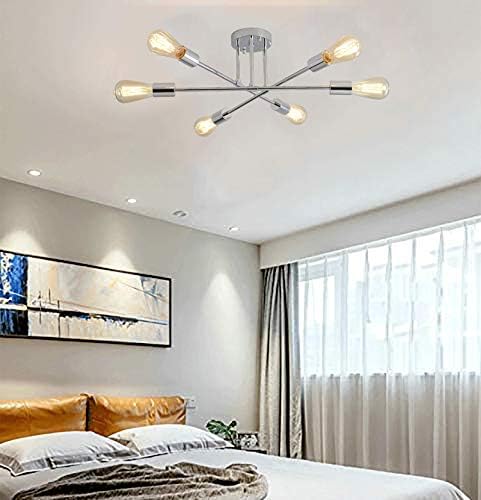 Modern bedroom ceiling light fixture with three adjustable gentle bulbs, suitable for above a bed.