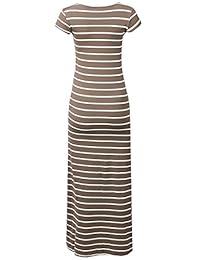 Awesome21 - Vestido largo para mujer con cuello redondo y mangas