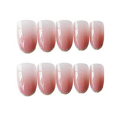 24pcs/set Press On Nails for Women and Girls False Nails French Tips Glitter Fake Nails Full Cover Gradient Color Acrylic Bride Nail Tips with Design Stick On Nails