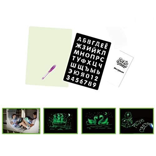 Fullwei Writing Tablet,LCD Drawing Board Glowing Paint Glow Light Tablet Draw with Light Fun and Developing Toy with Pen, Template (Green)
