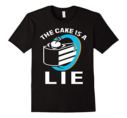 Mens the Cake is a Lie Tshirt Large Black